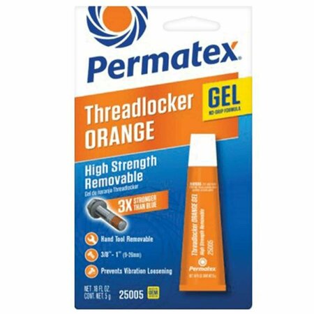 PERMATEX 5 gm High Strength Orange Threadlocker Gel PE441363